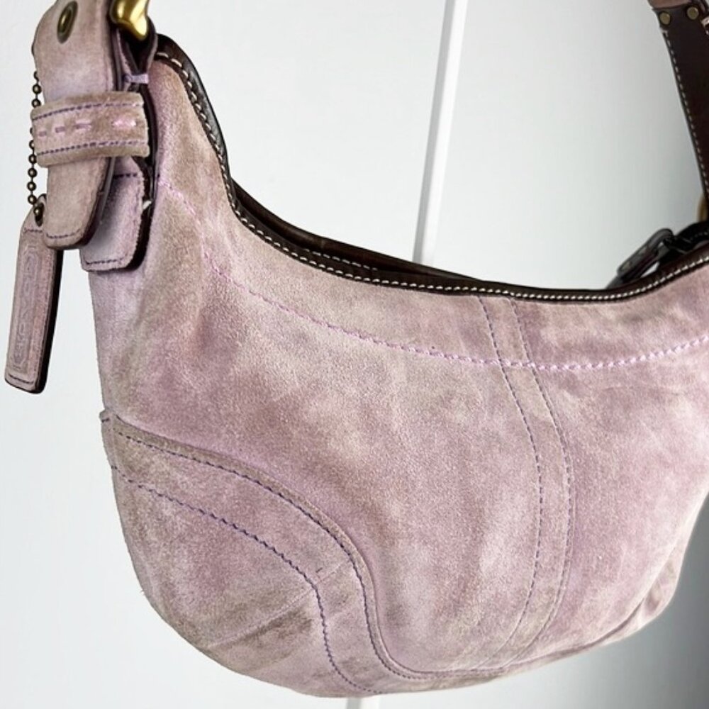 Coach Y2K Suede Pastel Lavender Pink Mini Small Hobo Shoulder Bag 9658 - Picture 8 of 16